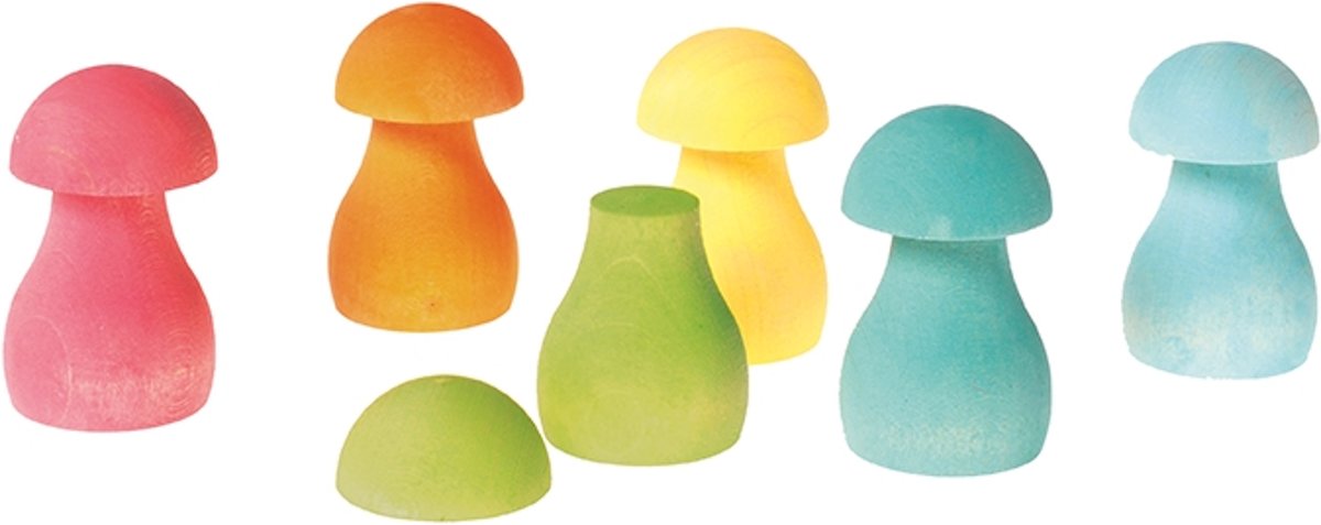 Sorteerspel - Regenboogpaddenstoelen - Pastel